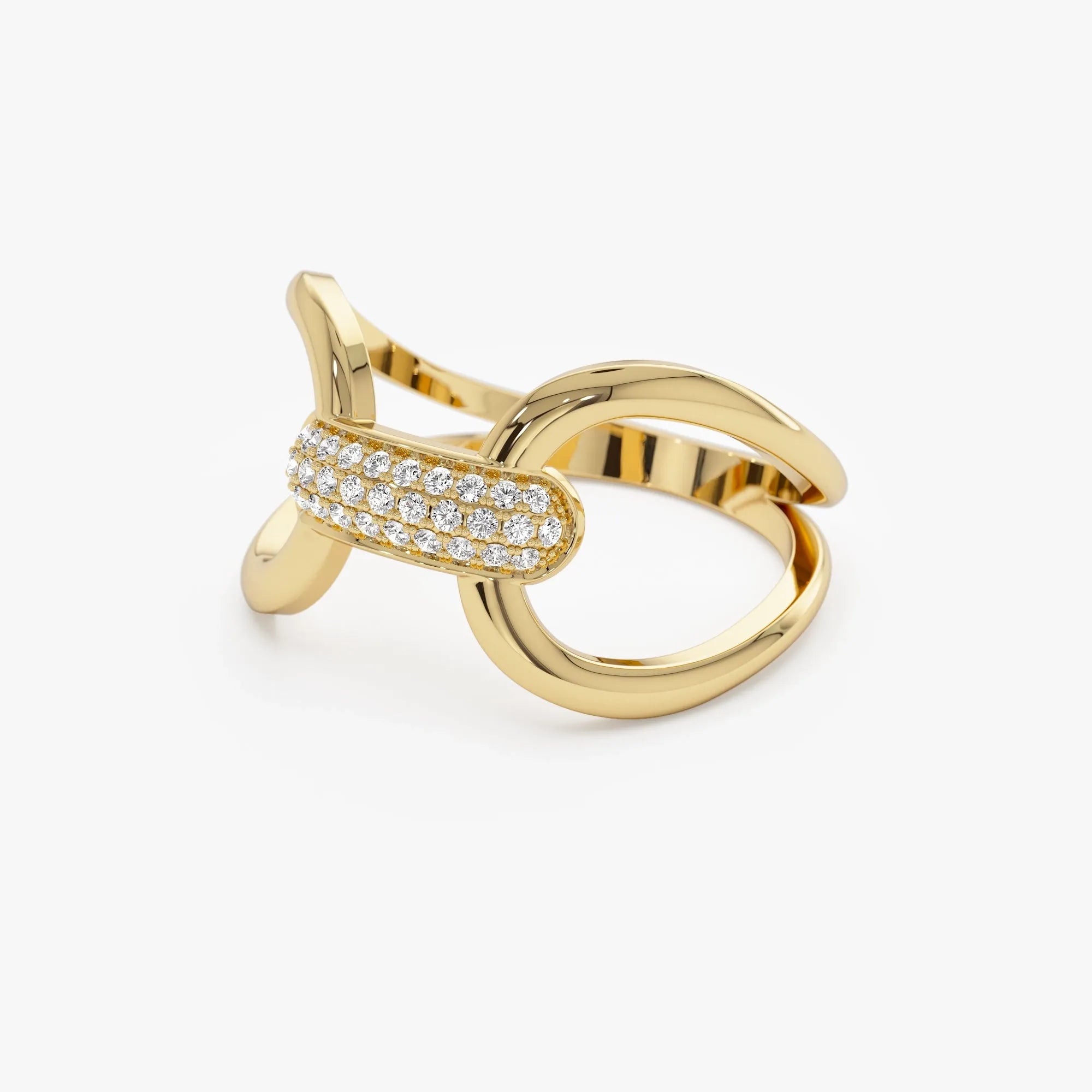 14K Solid Gold Round Diamond 0.15 Carat Folded Micro Pave Ring