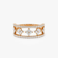 14K Solid Gold Round Diamond 0.54 Carat Double Row Pave Cluster Accents Ring