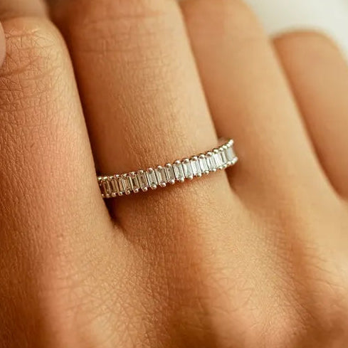 14K Gold 1.35ctw Baguette Diamond Full Eternity Prong Setting Ring