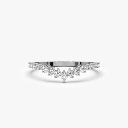 14k Gold Round Diamond Curved Graduating Wedding Band 0.25 ctw