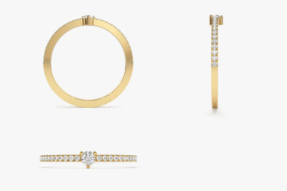 14k Gold Round Diamond Minimalist Pave Stacking Ring 0.20 Carat