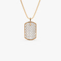 14K Solid Gold Baguette Diamond Dog Tag Pendant Necklace Prong Setting 1.25ctw