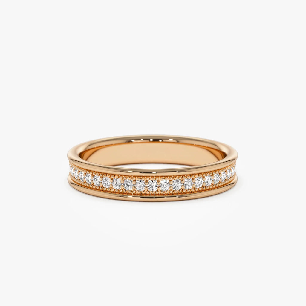 14K Solid Gold Round Natural Diamond Milgrain Full Eternity Ring 0.30 ctw