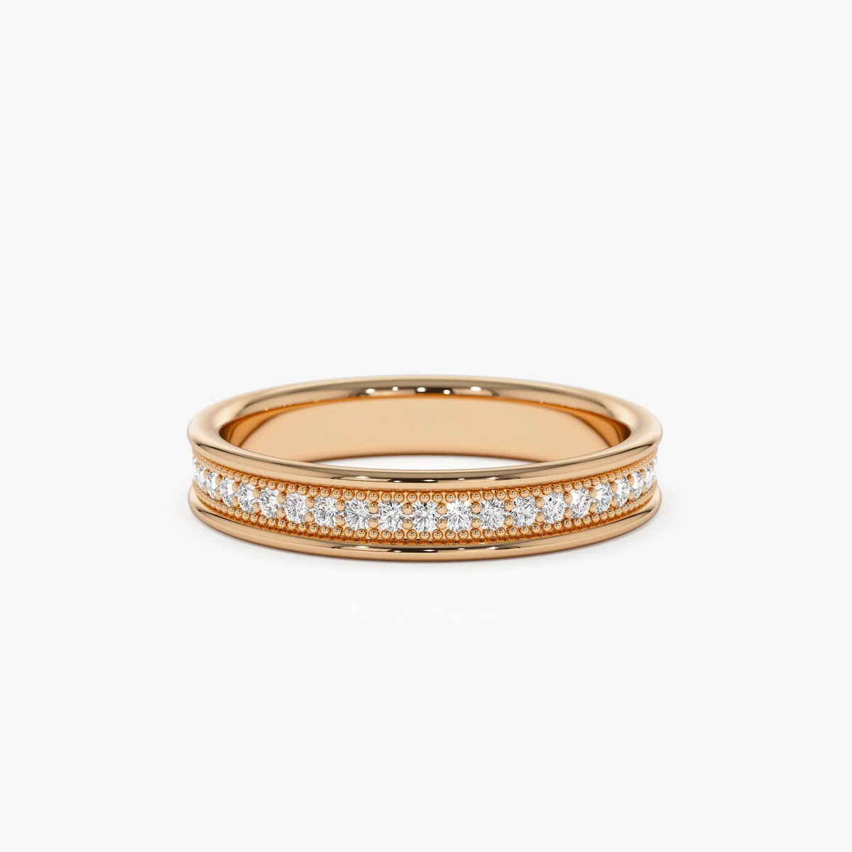 14K Solid Gold Round Natural Diamond Milgrain Full Eternity Ring 0.30 ctw