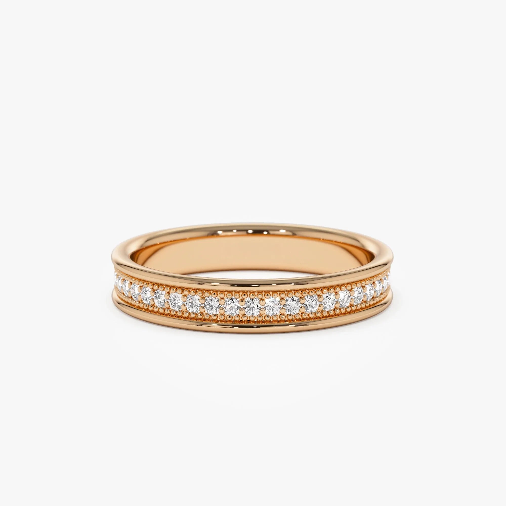 14K Solid Gold Round Natural Diamond Milgrain Full Eternity Ring 0.30 ctw