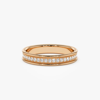 14K Solid Gold Round Natural Diamond Milgrain Full Eternity Ring 0.30 ctw