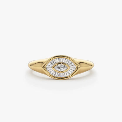 14k Gold Marquise and Baguette Diamond Ring 0.35 ctw
