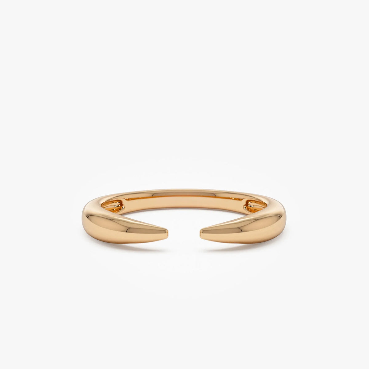 14k Solid Gold Open Claw Cuff Ring 3mm Minimalist Stackable Band