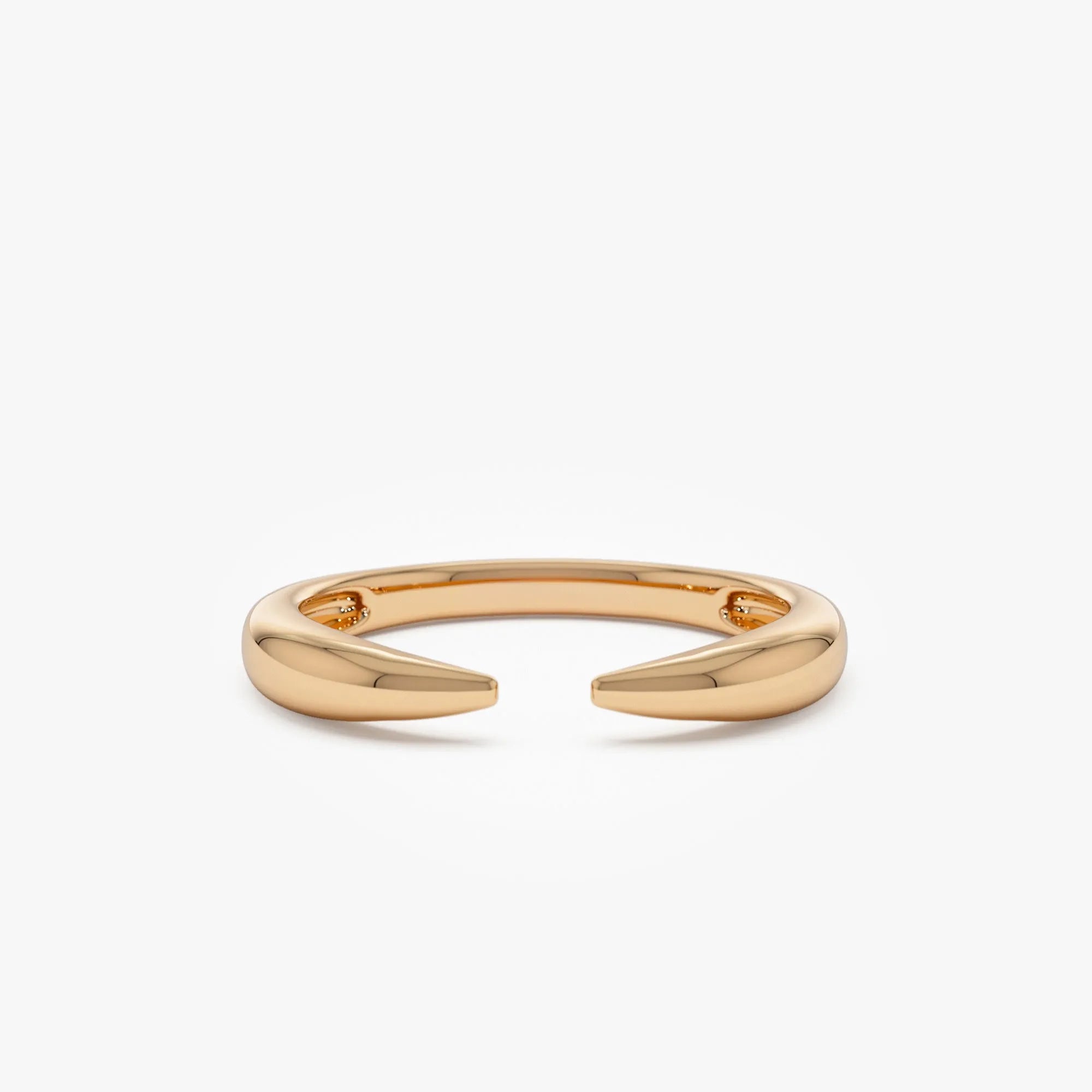 14k Solid Gold Open Claw Cuff Ring 3mm Minimalist Stackable Band