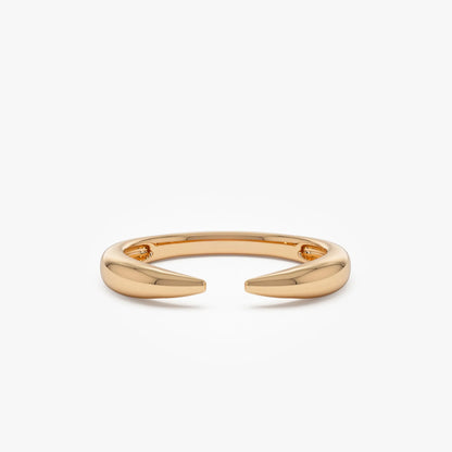 14k Solid Gold Open Claw Cuff Ring 3mm Minimalist Stackable Band