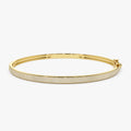 14K Solid Gold 0.75 CTW Round Diamond Three Row Pave 3MM Bangle