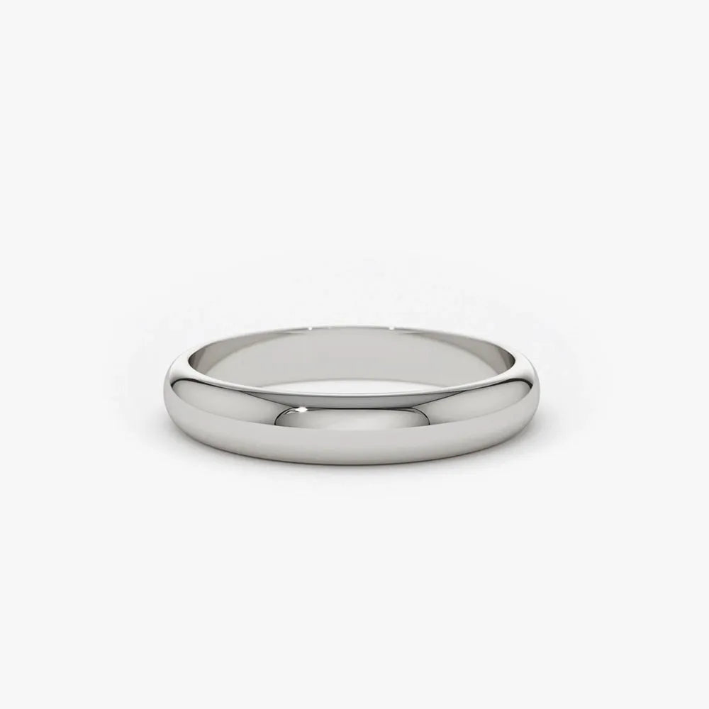 14K Solid Gold 3mm Classic Dome Unisex Wedding Band Ring
