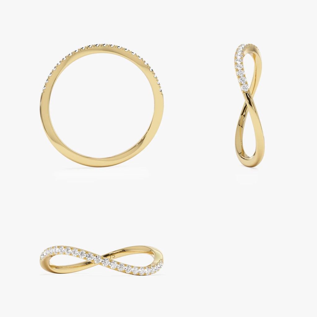 14k Gold 0.11 ctw Round Diamond Micro Pave Wave Ring