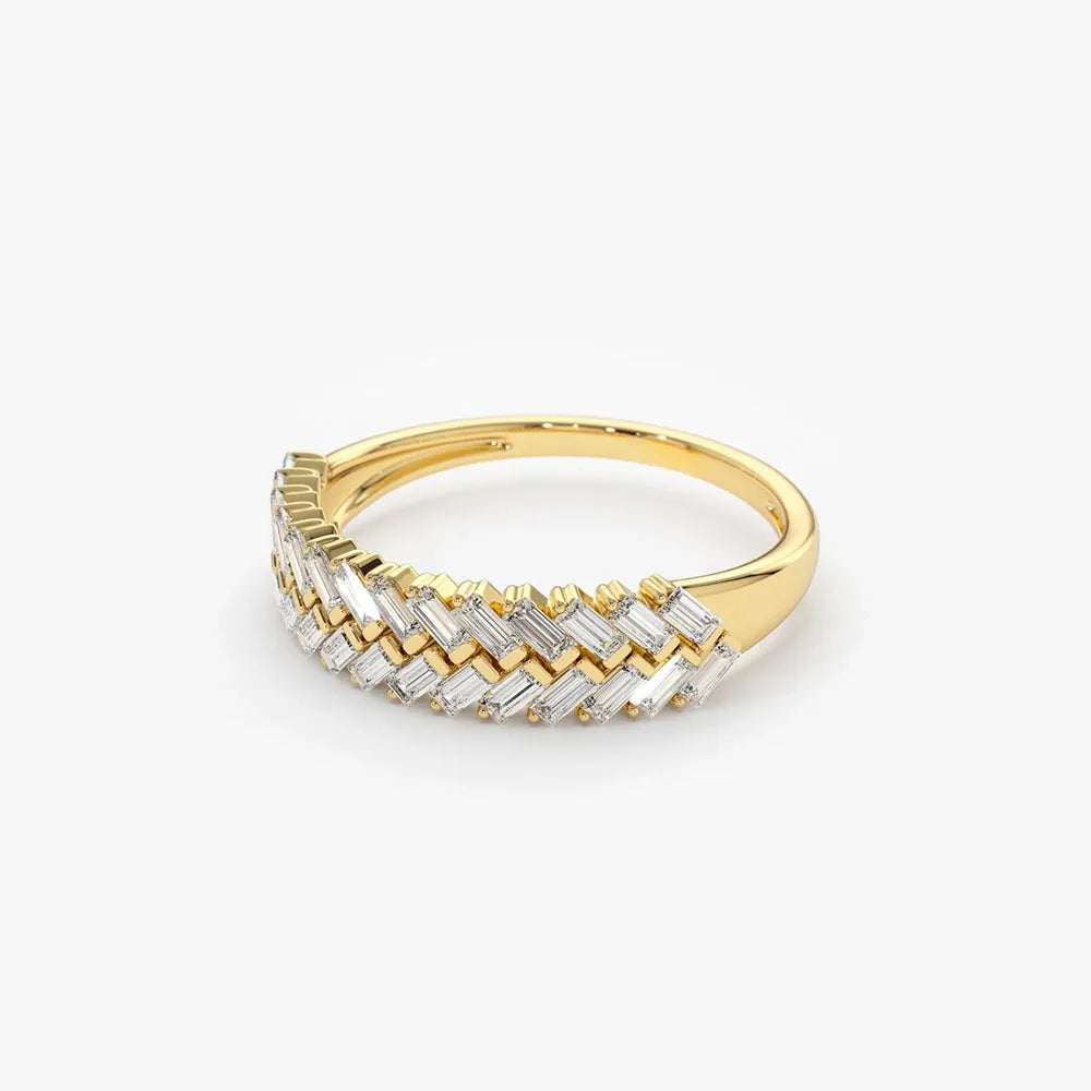 14k Gold 0.62 ctw Step Baguette Diamond Channel Prong Setting Ring