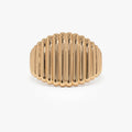 14k Gold Tapered Ribbed Statement Ring 14mm Wide Graduated Band