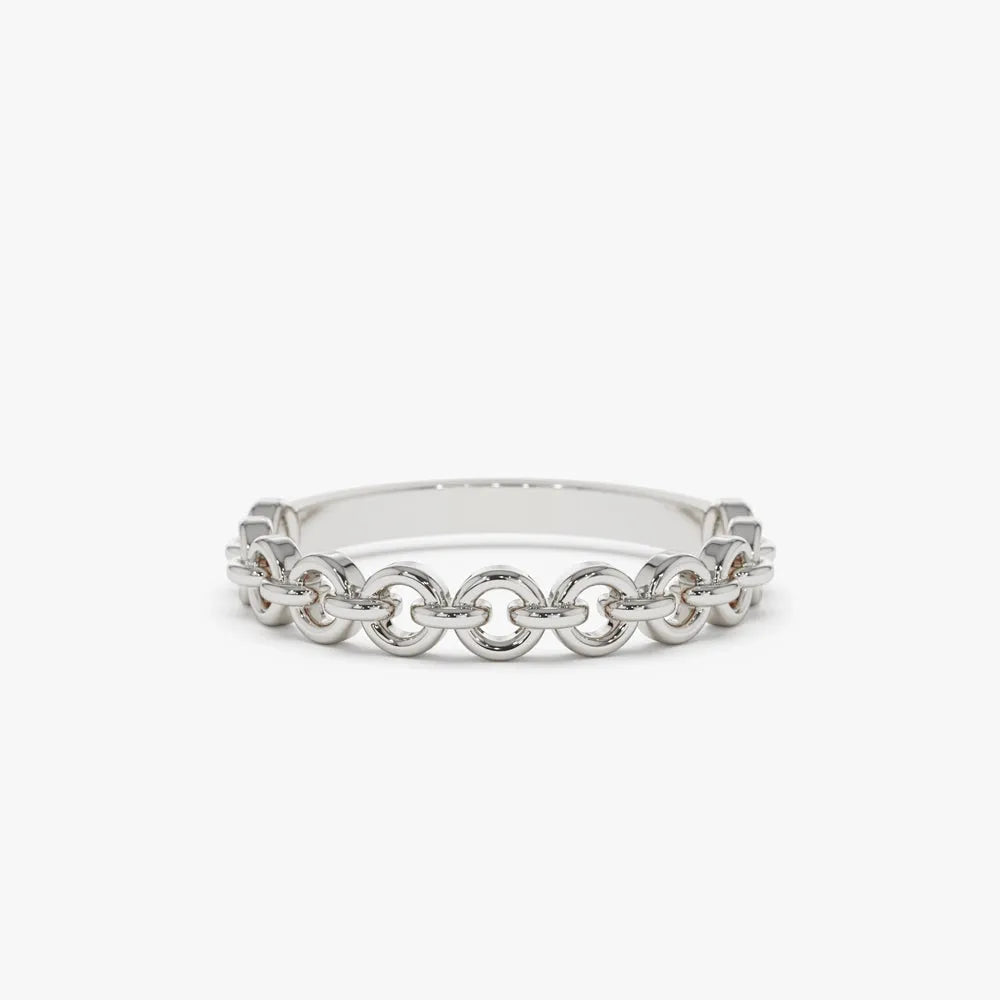 14K Solid Gold 3mm Stackable Minimalist Wedding Band Ring