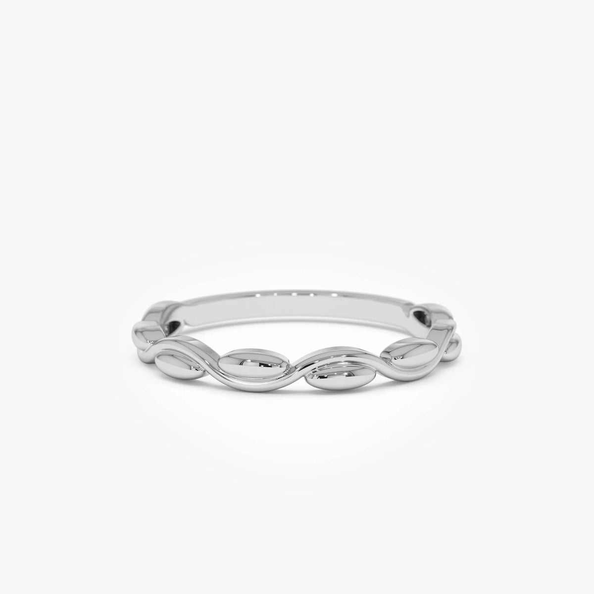 14k Gold Oval Link Ring 2.4mm Wide Graduated Band