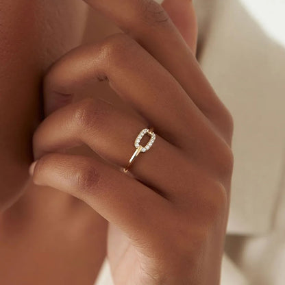 14k Solid Gold Round Diamond Single Link Prong Set Ring 0.19 Carat