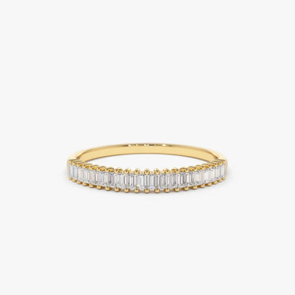 14k Solid Gold 0.22ctw Baguette Diamond Wedding Band Ring
