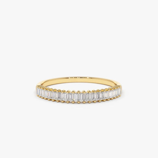 14k Solid Gold 0.22ctw Baguette Diamond Wedding Band Ring