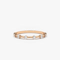 14K Solid Gold Round Diamond Petite Wedding Band 0.15 Carat Micro Prong Setting