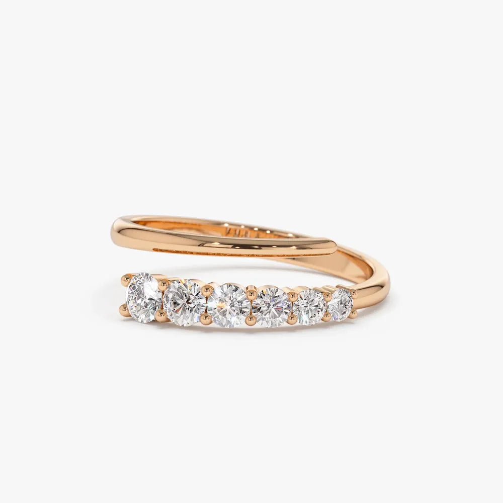 14k Gold 0.45 ctw Round Diamond Crossover Statement Ring