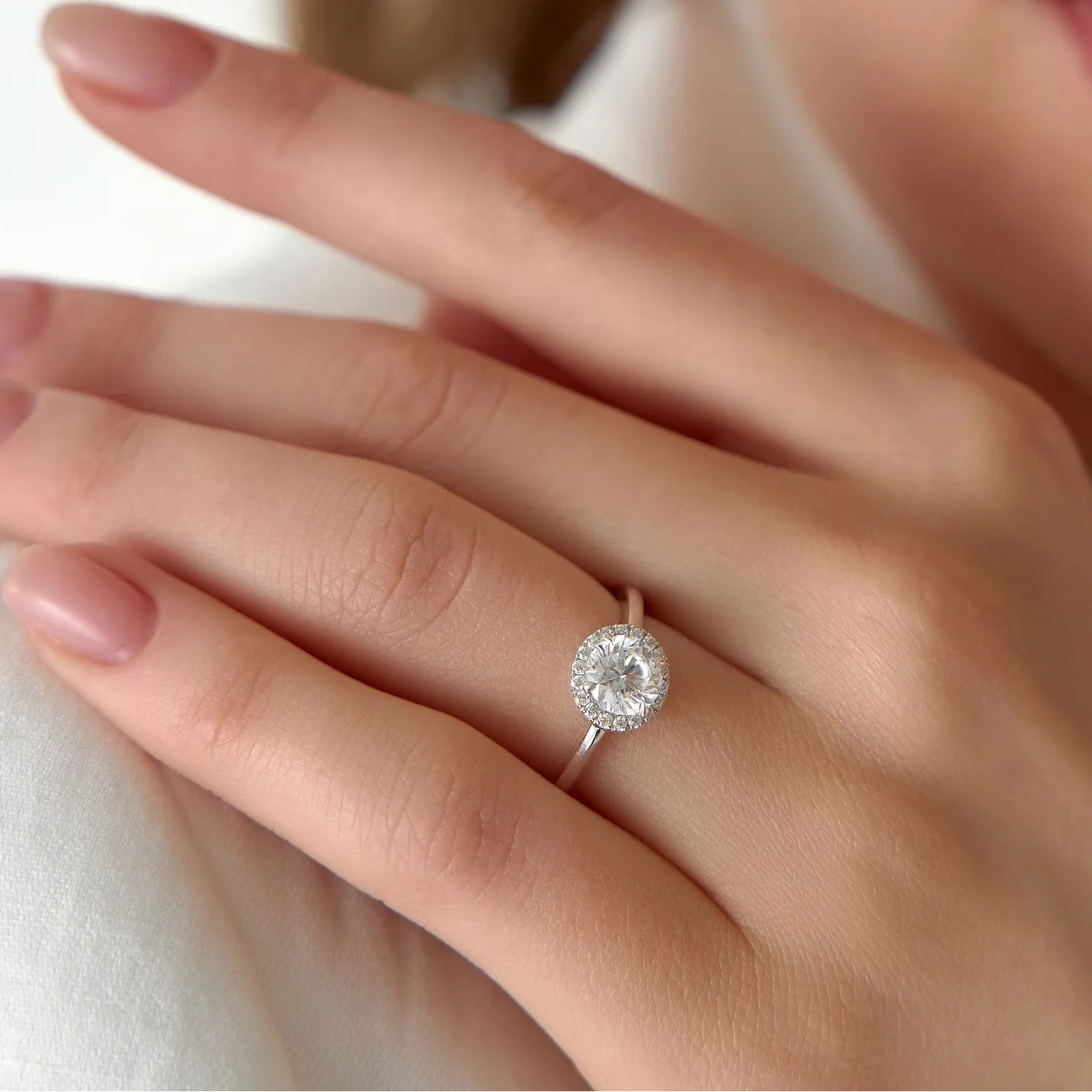 14k Gold 1.20 ctw Lab Grown Diamond Round Halo Engagement Ring Vivien