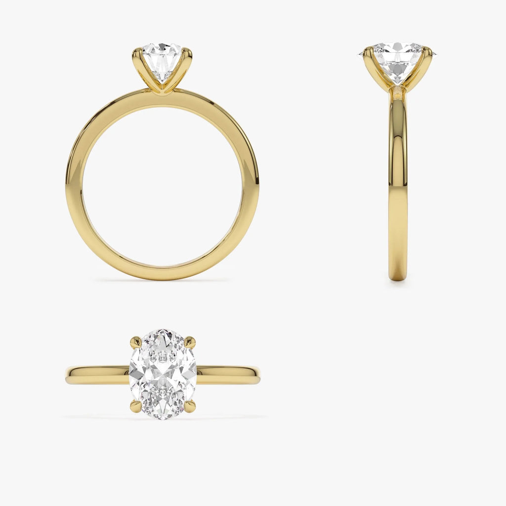 14K Gold Lab Grown Diamond Oval Engagement Ring Four Prong Setting 0.75 to 1.50 ctw Valeria