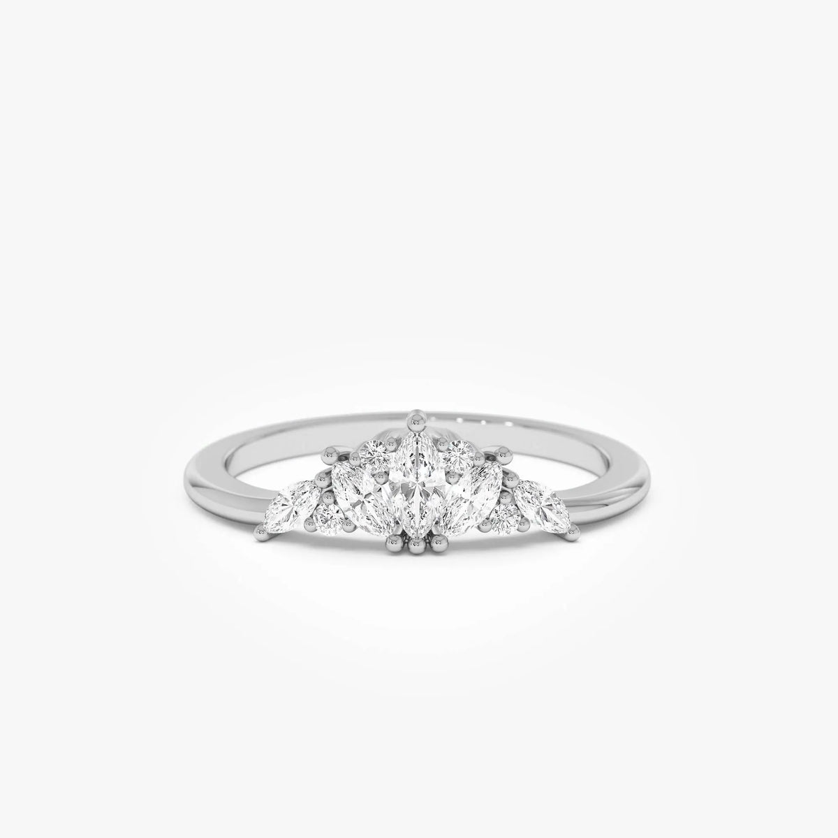 14k Solid Gold Marquise Diamond 0.30 Carat Stackable Band Ring