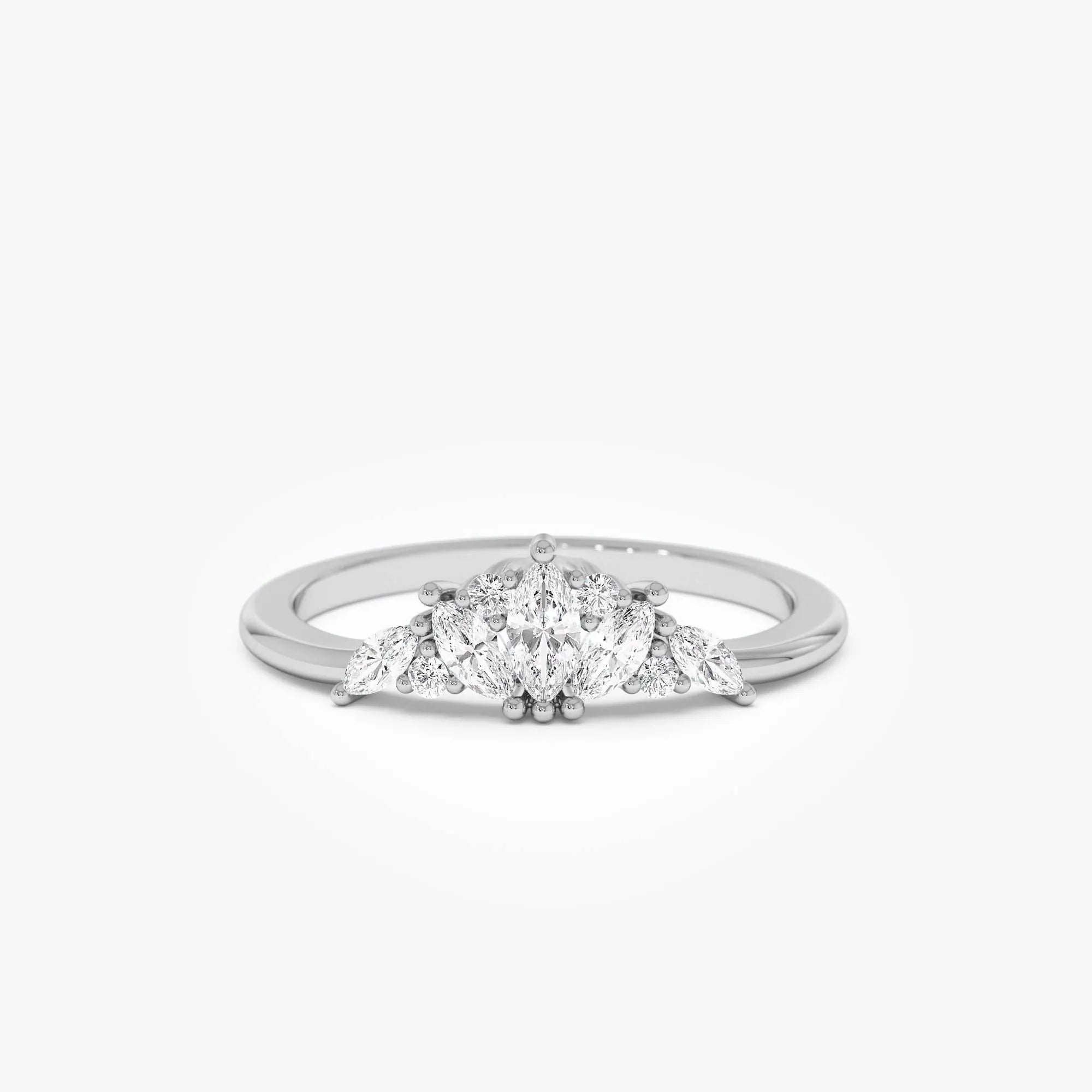 14k Solid Gold Marquise Diamond 0.30 Carat Stackable Band Ring