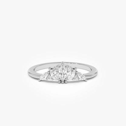 14k Solid Gold Marquise Diamond 0.30 Carat Stackable Band Ring