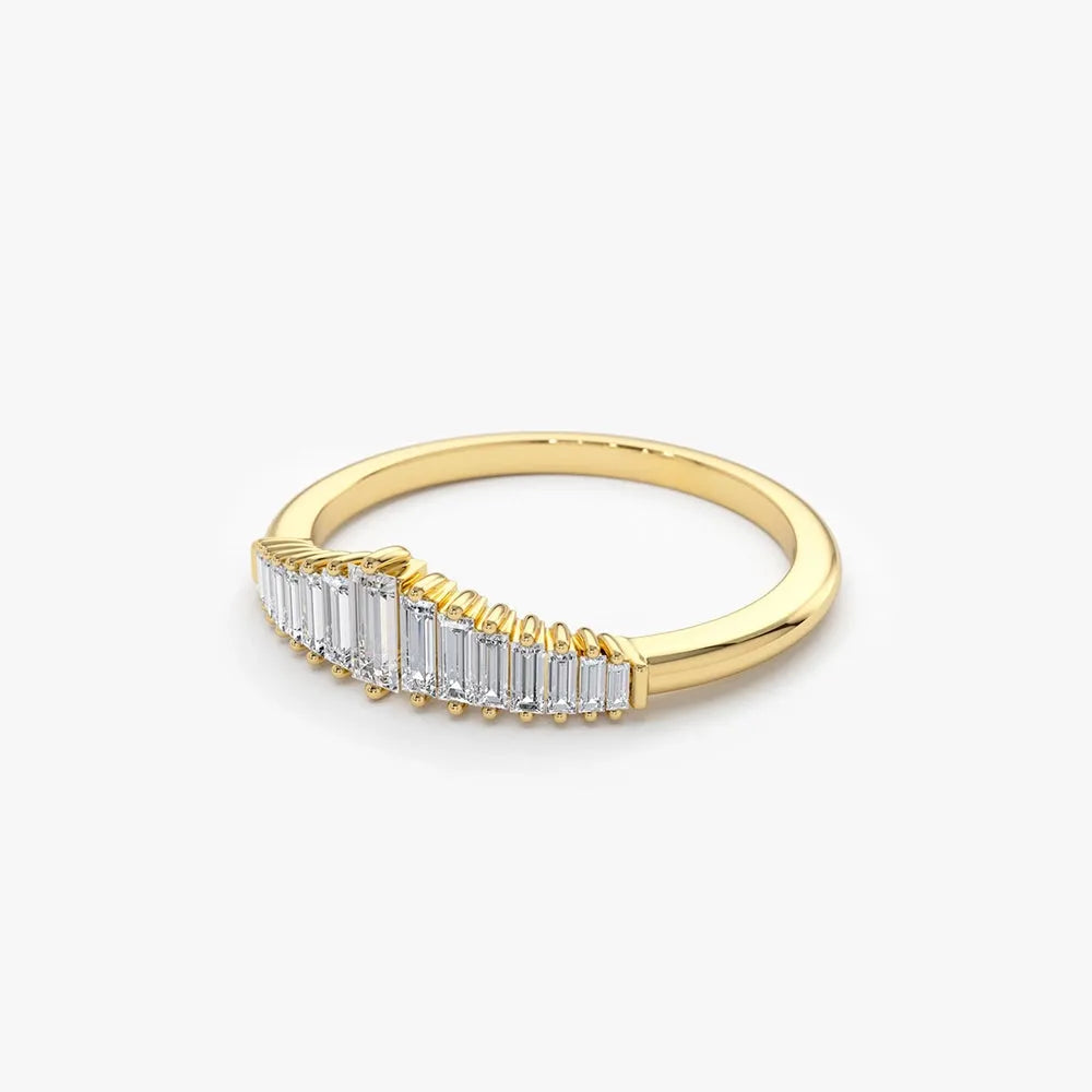 14K Gold Tapered Baguette Diamond Tiara Ring 0.30ctw Prong Setting
