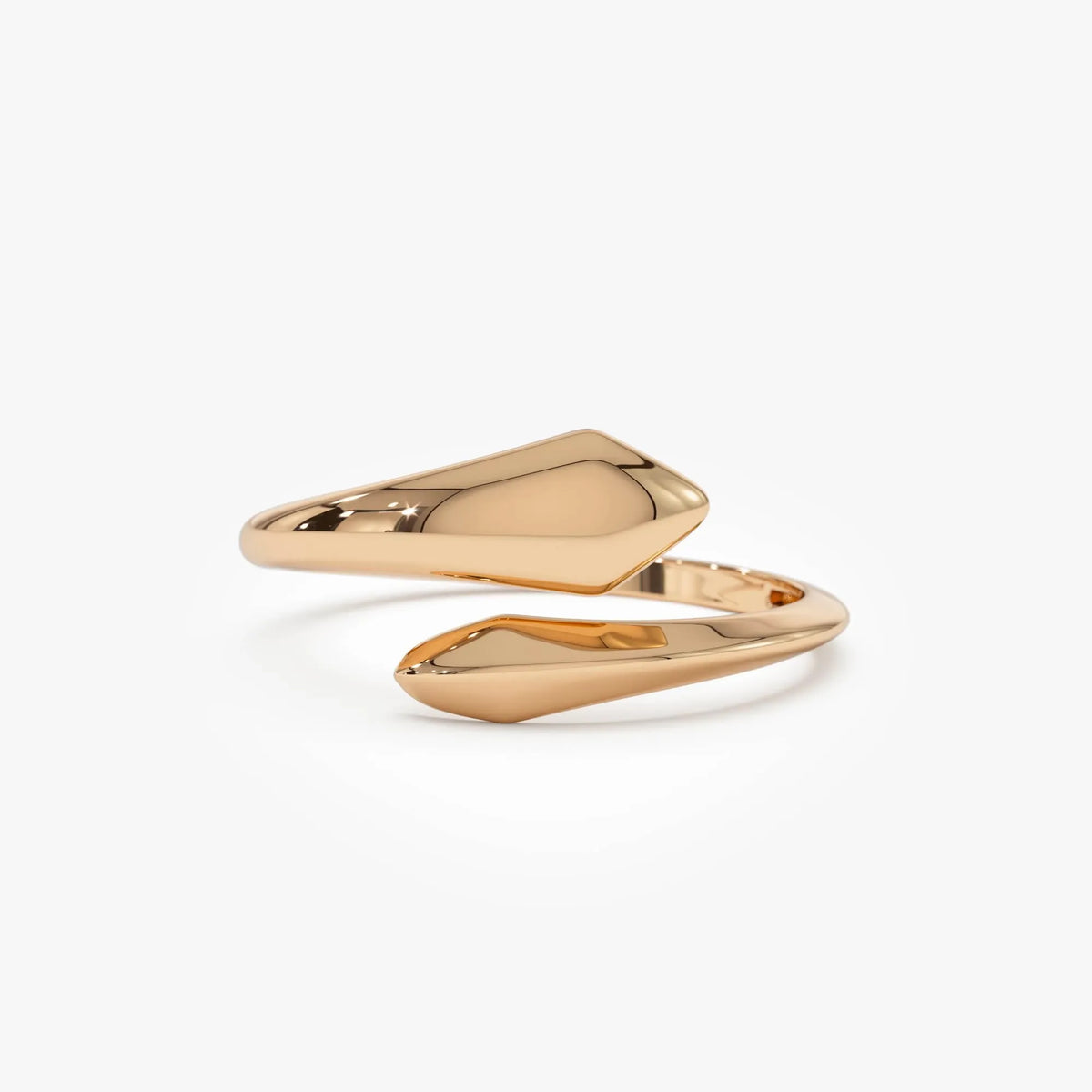 14k Gold Tapered Bypass Ring Wide Statement Band