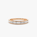 14K Solid Gold Baguette Diamond Channel Set Ring 0.40 Ctw 3MM Band