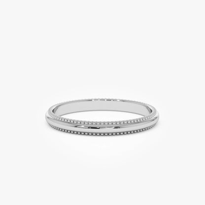 14k Solid Gold Milgrain Edge Wedding Band Stackable Ring 2.2mm Width