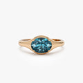 14K Solid Gold Oval Cut London Blue Topaz 0.90 Carat Prong Setting Ring