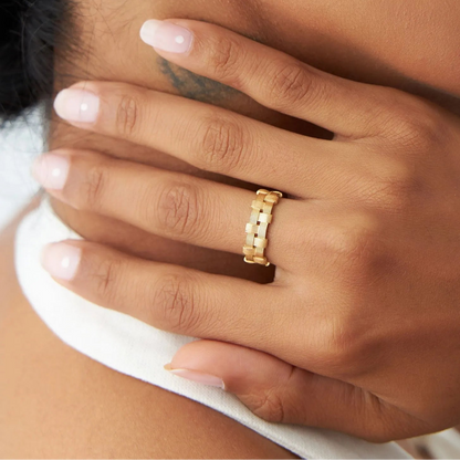 14k Solid Gold Ribbed Woven Stackable Band Ring