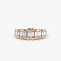 14K Gold 0.71 Carat Graduating Baguette and Round Diamond Ring