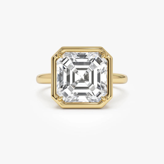 5.00 Ctw Asscher Cut Lab Grown Diamond Engagement Ring in 14K Gold