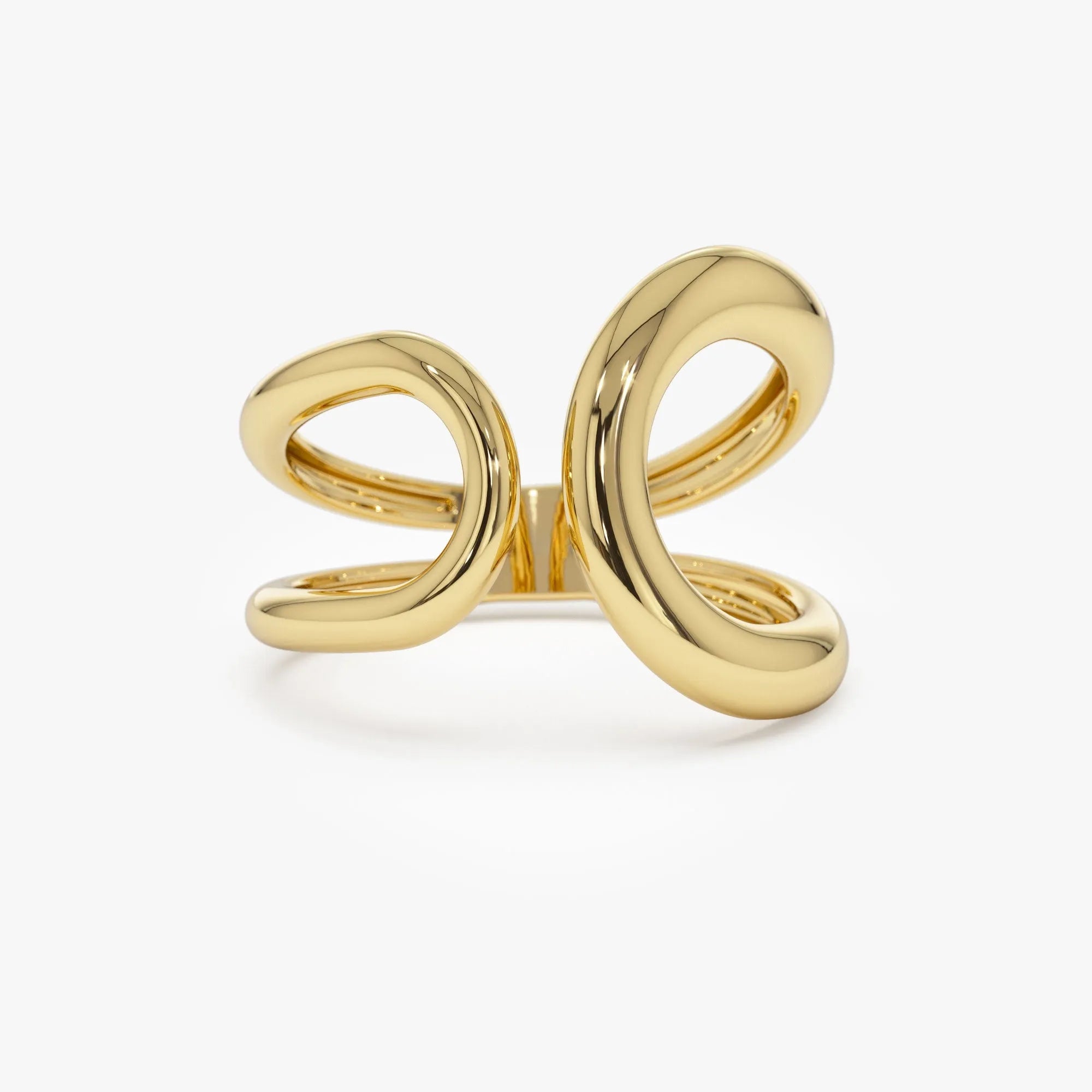 14k Solid Gold Bold Graduated Wide Band Statement Ring