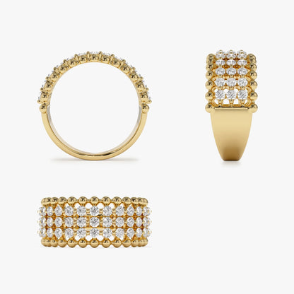 14k Solid Gold Round Diamond 0.82 Carat Floating Bubble Band Ring