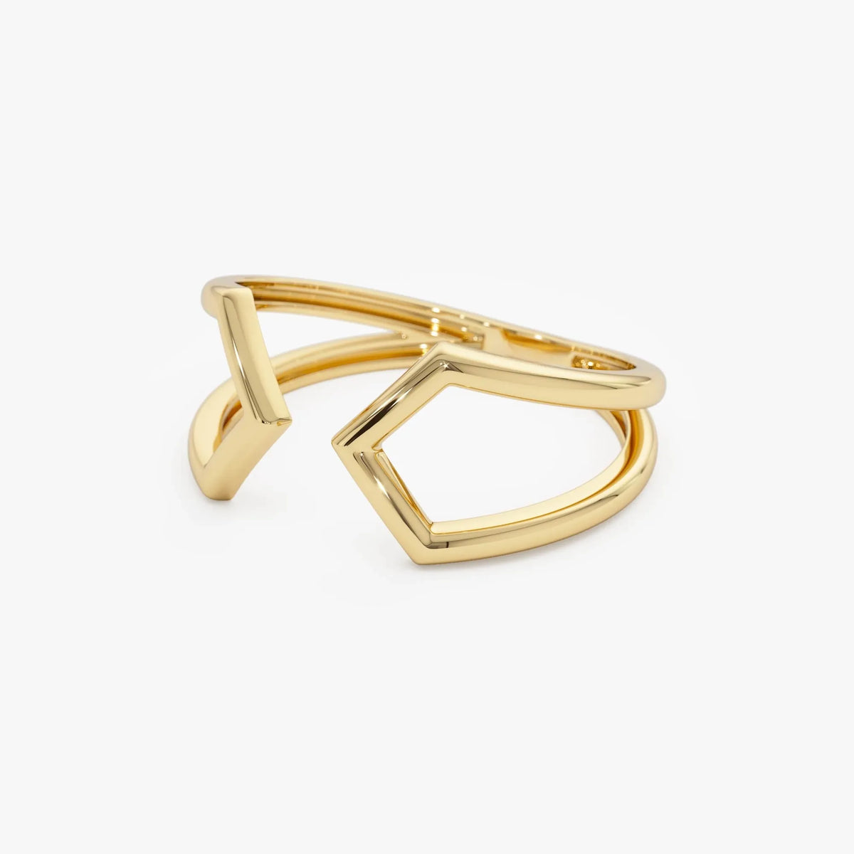14k Gold Modern Geometric Open Ring 8.75mm Wide Graduated Band