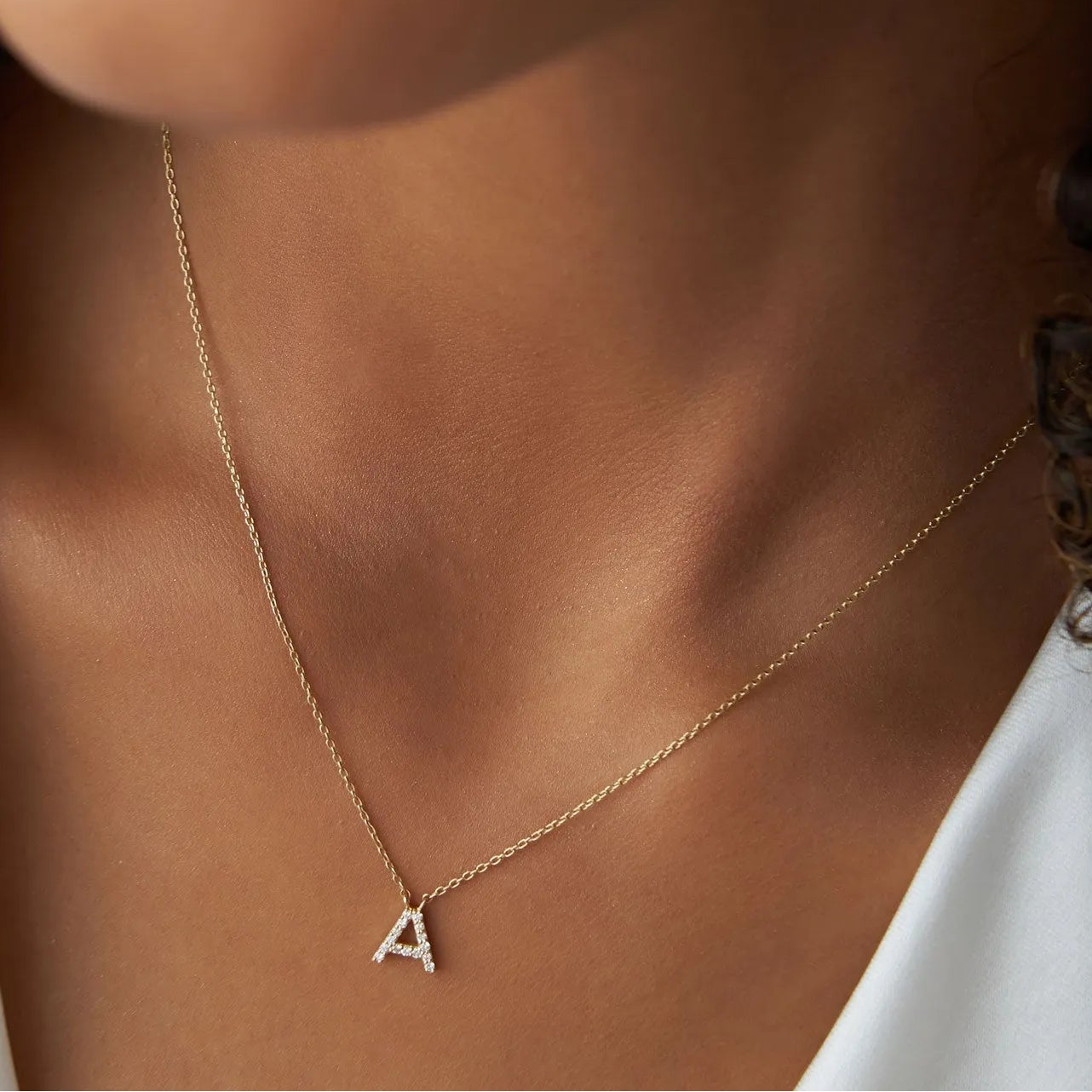 14k Solid Gold Round Diamond 0.13 to 0.18 CTW Micro Pave Initial Pendant Necklace