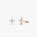 14k Gold Diamond Marquise Cut Cluster Stud Earrings 0.40 ctw