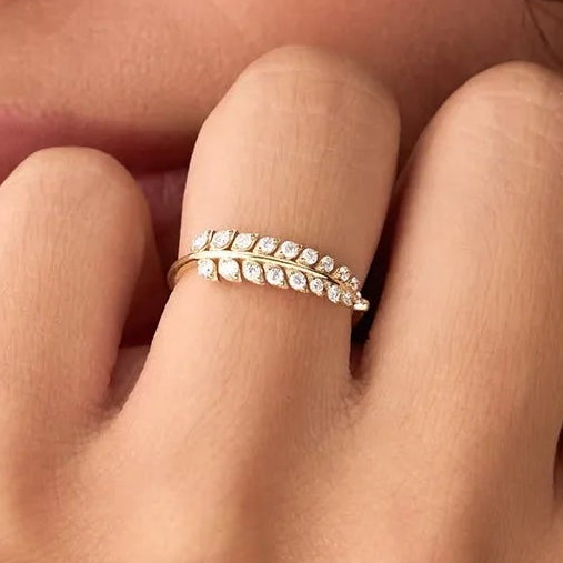 14k Gold Leaf Inspired Diamond Wrap Ring 0.30 ctw