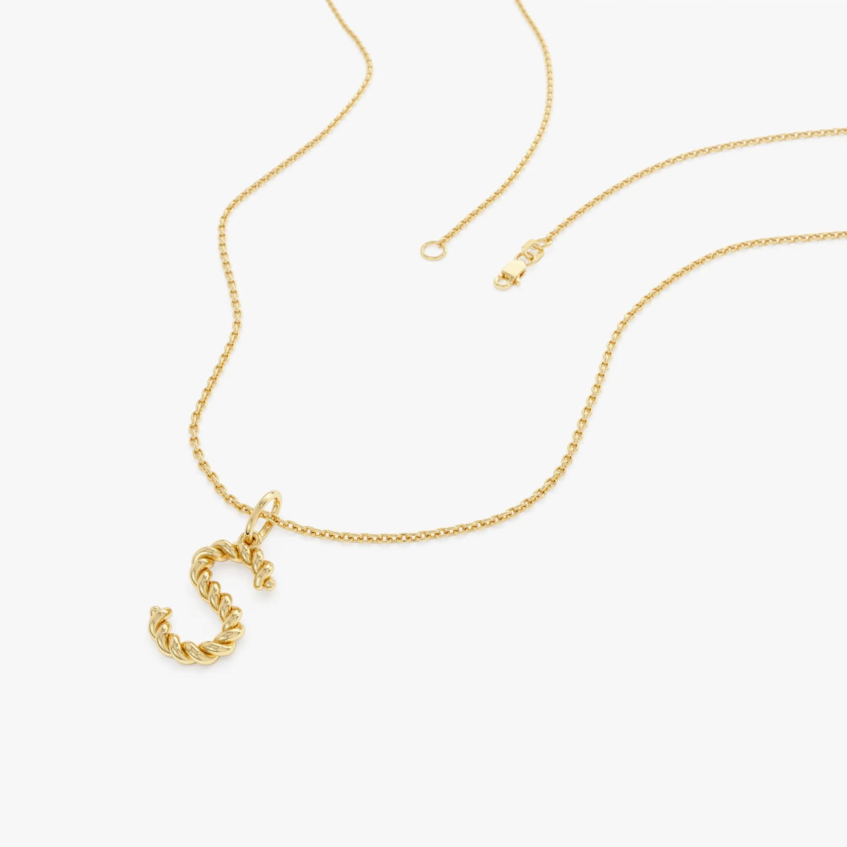 14k Solid Gold Rope Initial Pendant Necklace