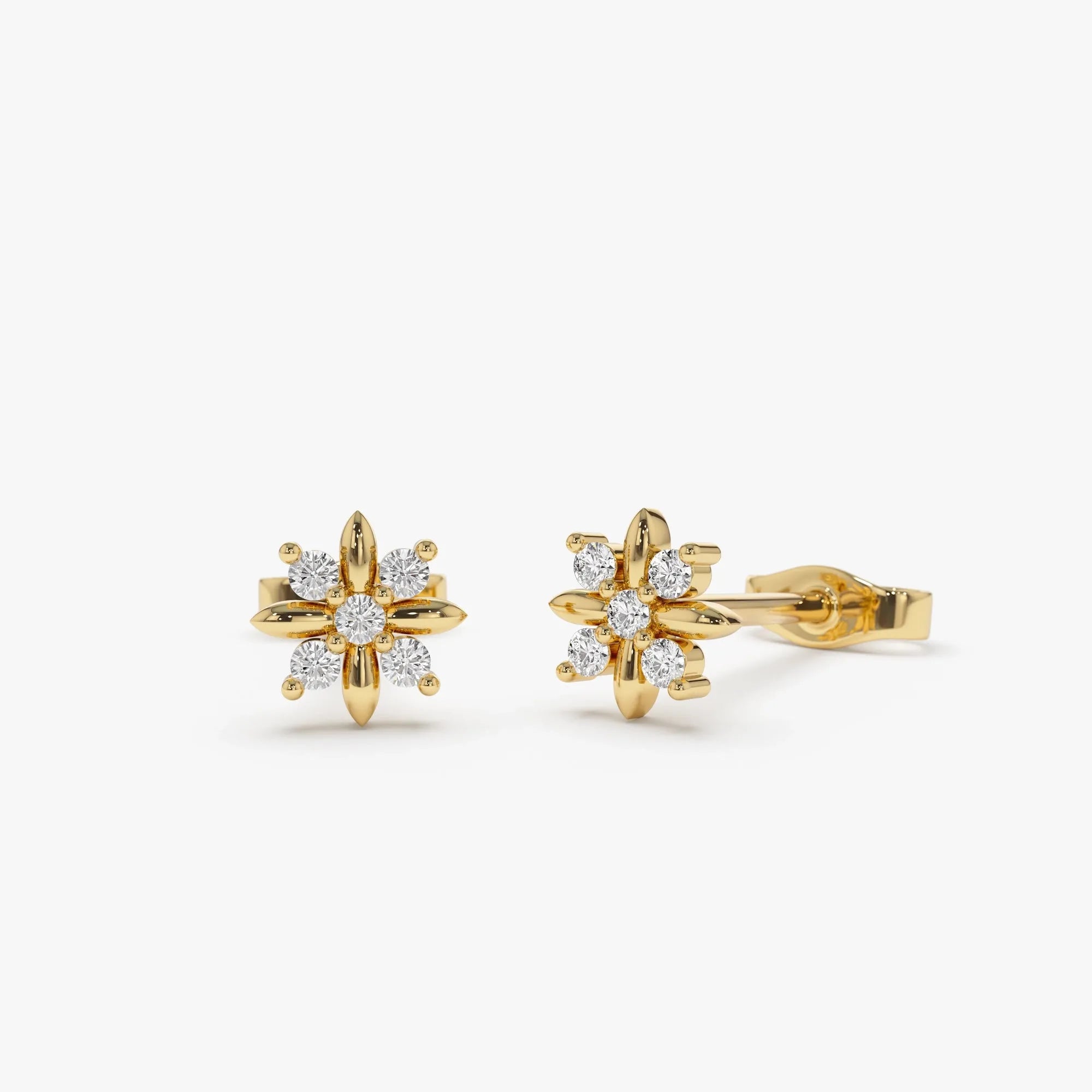 14k Gold Diamond Round Cut Crisscross Cluster Stud Earrings 0.10 ctw