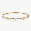 14K Solid Gold 0.25 CTW Heart Shape Diamond Solitaire Bangle