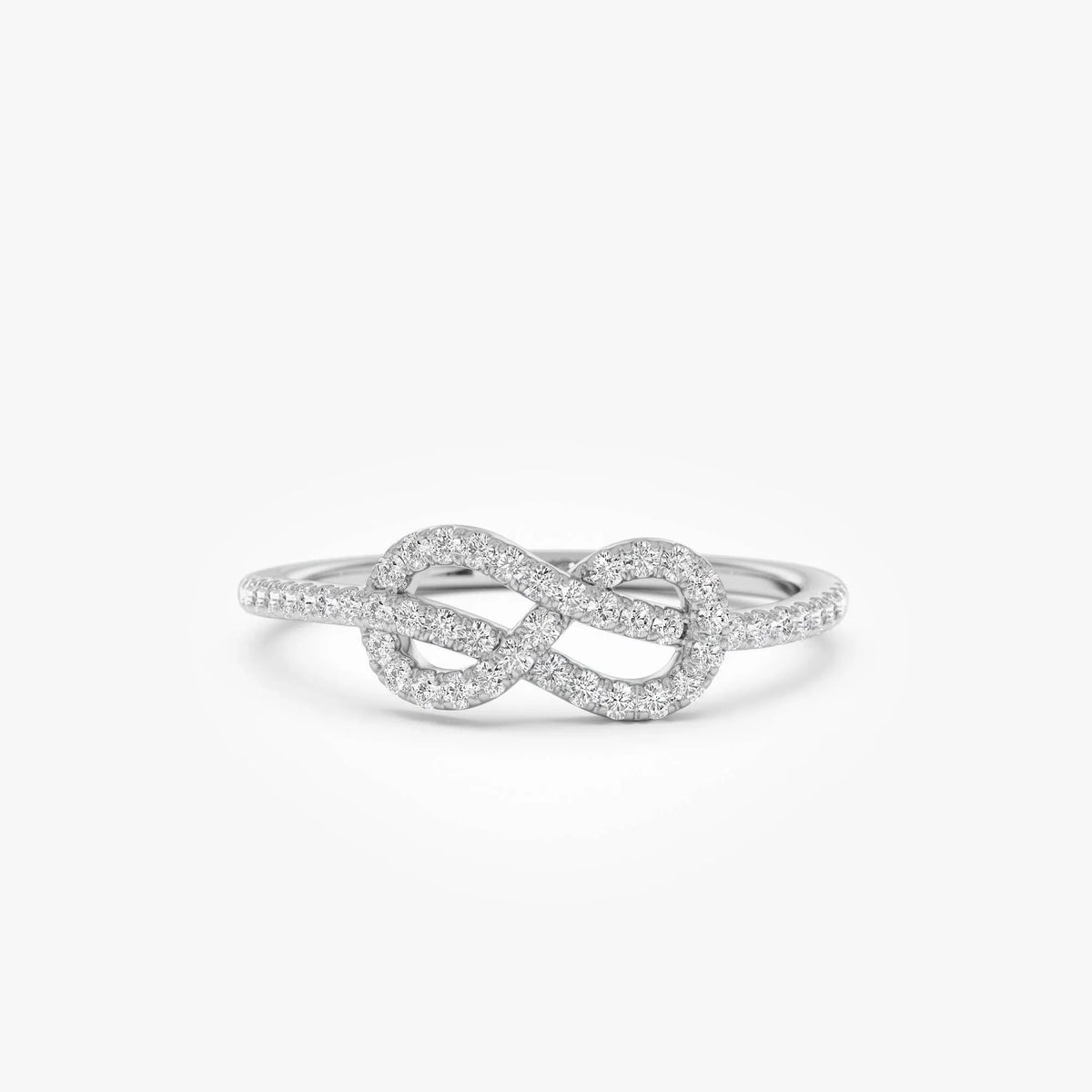 14K Solid Gold Round Diamond Infinity Knot Ring 0.24 ctw