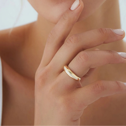 14K Solid Gold Round Diamond 0.20 Carat Dome Balloon Ring